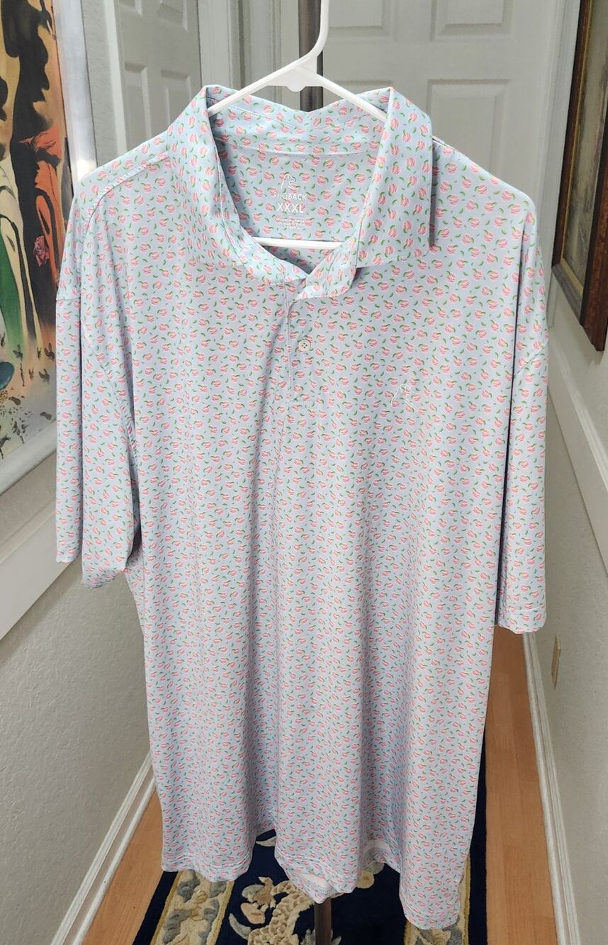 Men's Rhoback 3XL Performance Polo Short Sleeve Shirt XXXL Cocktails Drinks Pink